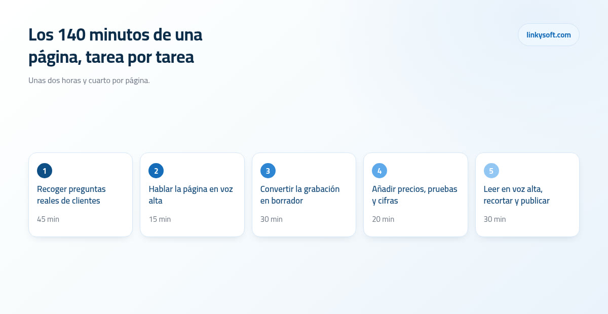 Los 140 minutos de una página, tarea por tarea