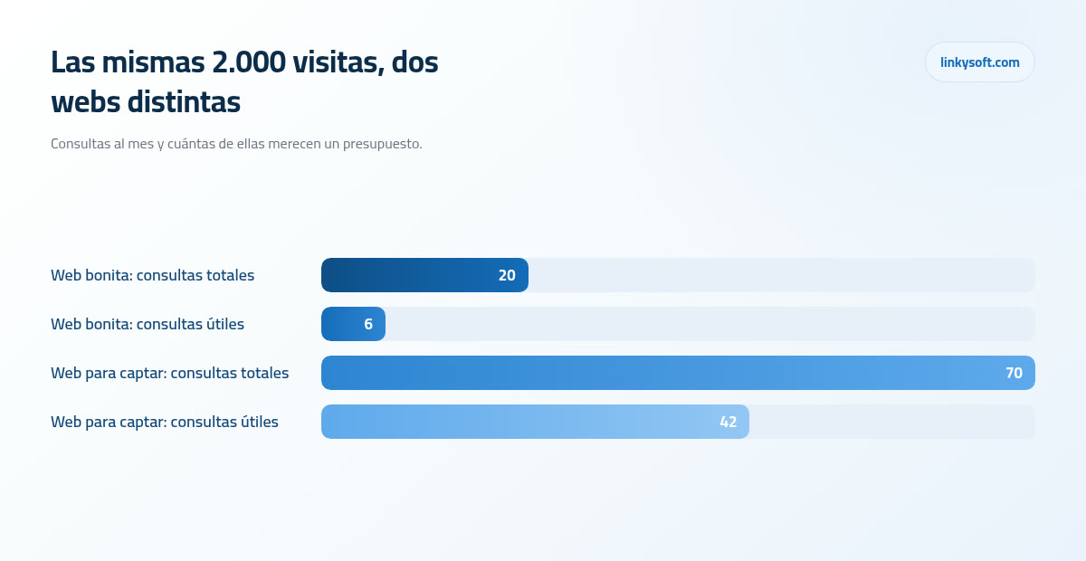 Las mismas 2.000 visitas, dos webs distintas
