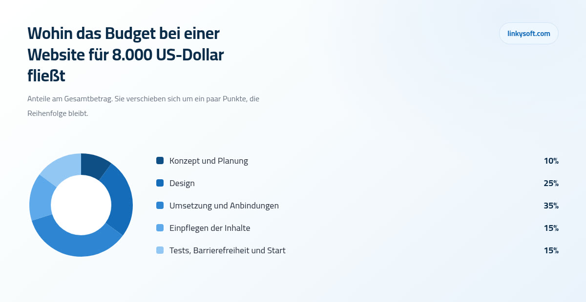 Wohin das Budget bei einer Website für 8.000 US-Dollar fließt