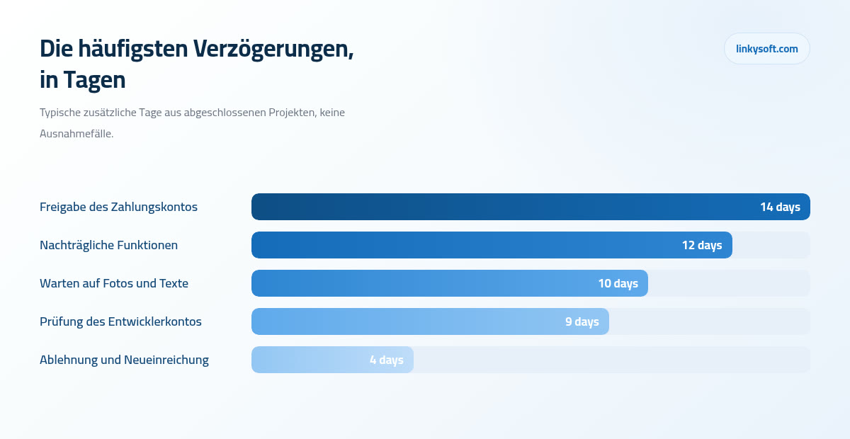Die häufigsten Verzögerungen, in Tagen